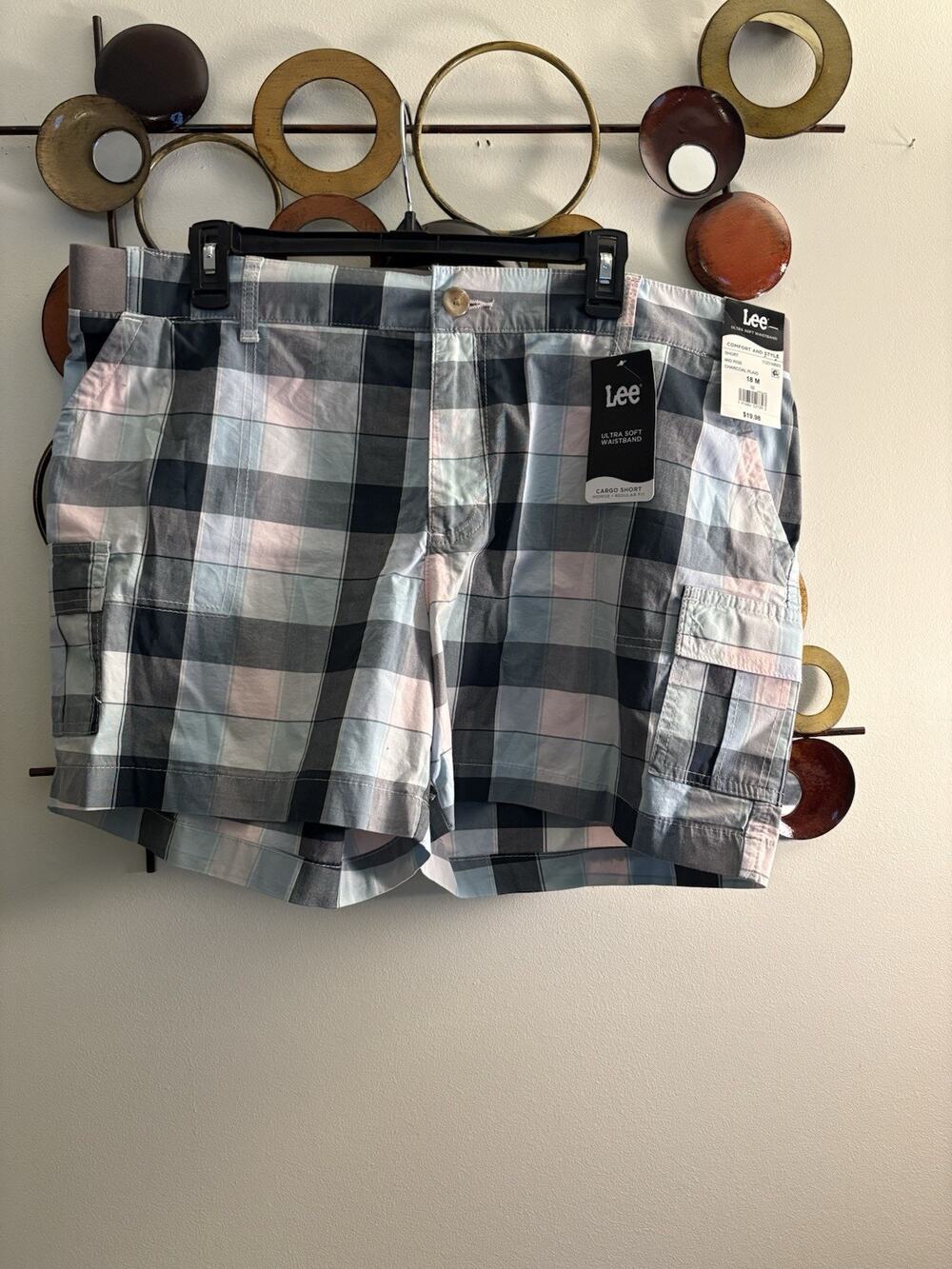 S23 Lee Women's Short Regular Fit Mid Rise Pockets Multicolor Plaid Size 18